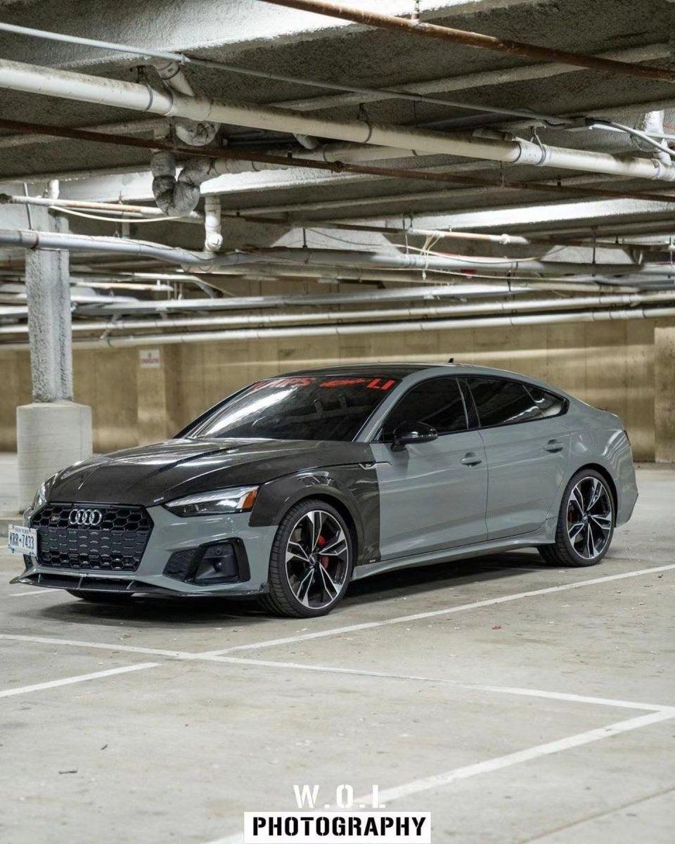 Audi S5 A5 B9 2017 2018 2019 with Aftermarket Parts - Front Fenders Pre-preg Carbon Fiber from Karbel Carbon