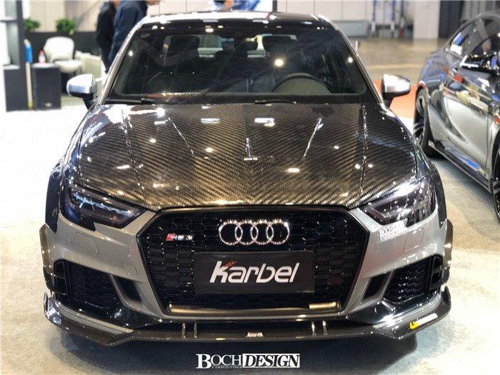 Audi RS3 8V 8V.5 2018 2019 2020 with Aftermarket Parts - Front Lip Pre-preg Carbon Fiber from Karbel Carbon