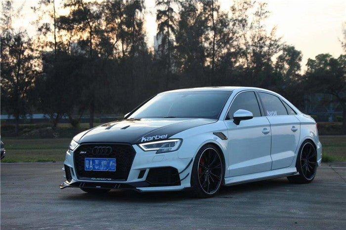Audi RS3 8V 8V.5 2018 2019 2020 with Aftermarket Parts - Front Lip Pre-preg Carbon Fiber from Karbel Carbon