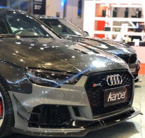Audi RS3 8V 8V.5 2018 2019 2020 with Aftermarket Parts - Front Lip Pre-preg Carbon Fiber from Karbel Carbon