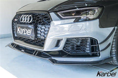 Audi RS3 8V 8V.5 2018 2019 2020 with Aftermarket Parts - Front Lip Pre-preg Carbon Fiber from Karbel Carbon