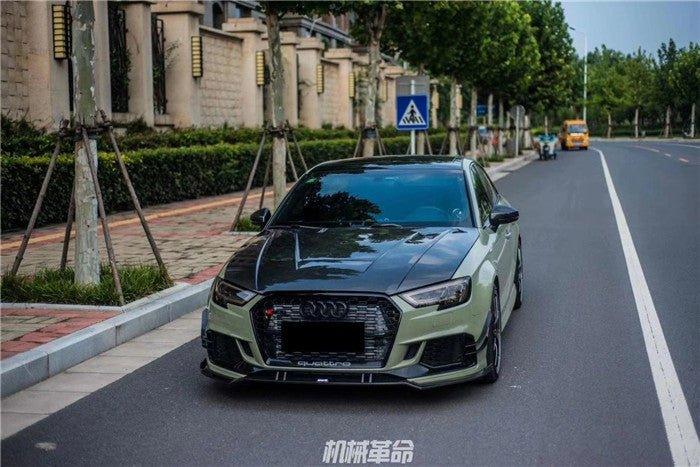 Audi RS3 8V 8V.5 2018 2019 2020 with Aftermarket Parts - Front Lip Pre-preg Carbon Fiber from Karbel Carbon