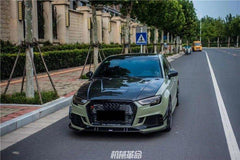 Audi RS3 8V 8V.5 2018 2019 2020 with Aftermarket Parts - Front Lip Pre-preg Carbon Fiber from Karbel Carbon