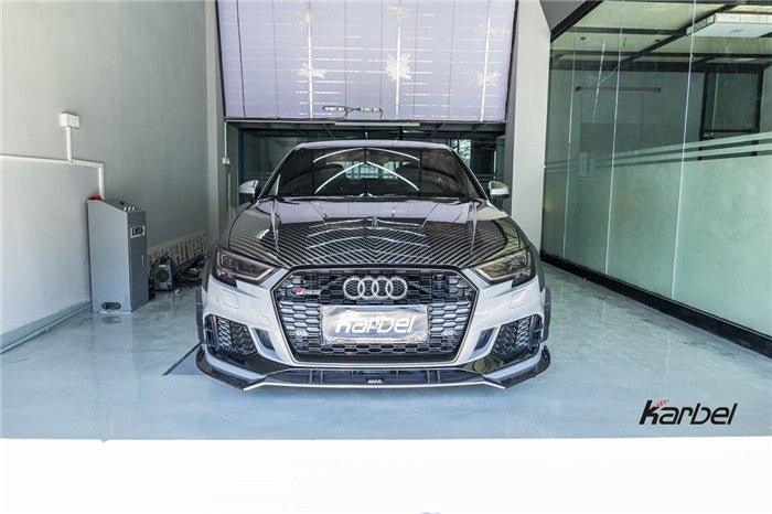 Audi RS3 8V 8V.5 2018 2019 2020 with Aftermarket Parts - Front Lip Pre-preg Carbon Fiber from Karbel Carbon