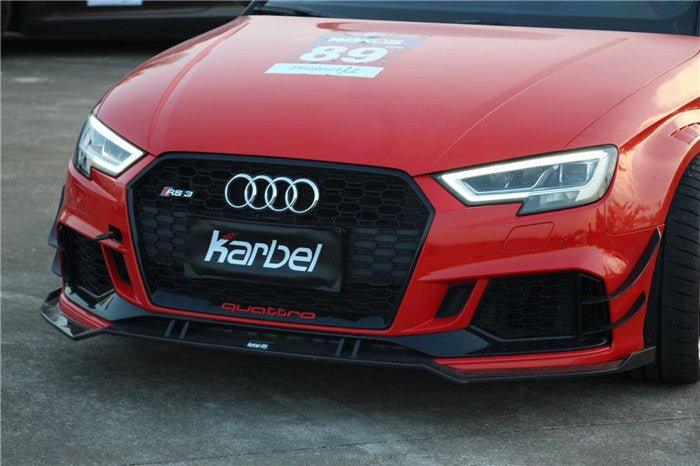 Audi RS3 8V 8V.5 2018 2019 2020 with Aftermarket Parts - Front Lip Pre-preg Carbon Fiber from Karbel Carbon