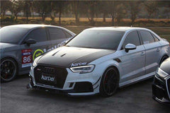 Audi RS3 8V 8V.5 2018 2019 2020 with Aftermarket Parts - Front Lip Pre-preg Carbon Fiber from Karbel Carbon