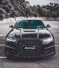 Audi S6 / A6 Avant / A6 S-Line (with s-line bumper, does not base model) C7.5 2016 2017 2018 with Aftermarket Parts - Front Lip Pre-preg Carbon Fiber from Karbel Carbon