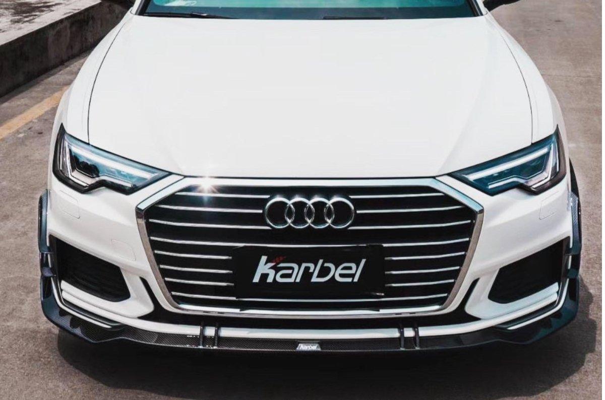 Audi S6 / A6 Avant / A6 (with S-line bumper, does not fit base model) C8 2019 2020 2021 2022 2023 2024 with Aftermarket Parts - Front Lip Pre-preg Carbon Fiber from Karbel Carbon
