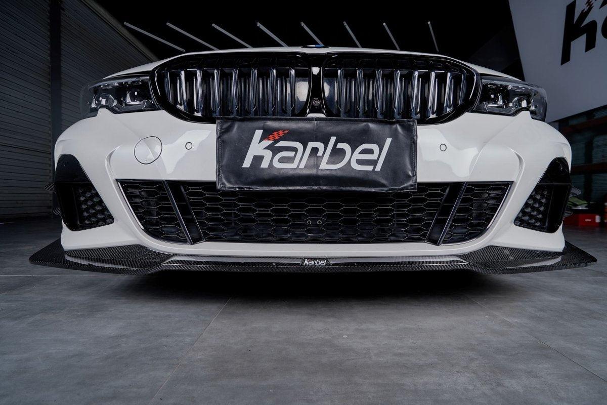 BMW 3 Series 330i (with M-package bumper, does not fit base model) M340i G20 G21 Pre-LCI 2019-2022 with Aftermarket Parts - Front Lip Pre-preg Carbon Fiber from Karbel Carbon