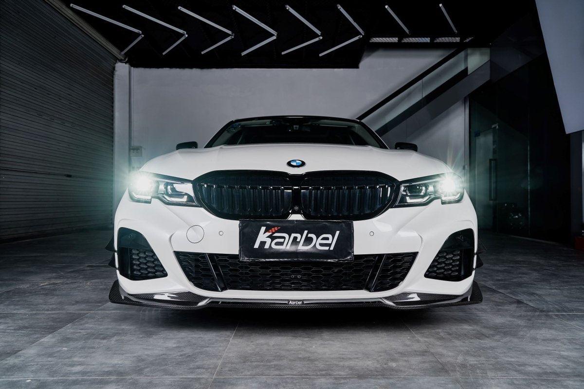 BMW 3 Series 330i (with M-package bumper, does not fit base model) M340i G20 G21 Pre-LCI 2019-2022 with Aftermarket Parts - Front Lip Pre-preg Carbon Fiber from Karbel Carbon