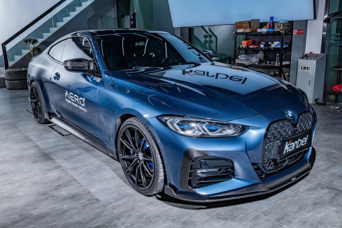 BMW 4 series 430i (with M-package bumper, does not fit base model) M440i G22 G23 2020-ON with Aftermarket Parts - Front Lip Pre-preg Carbon Fiber from Karbel Carbon