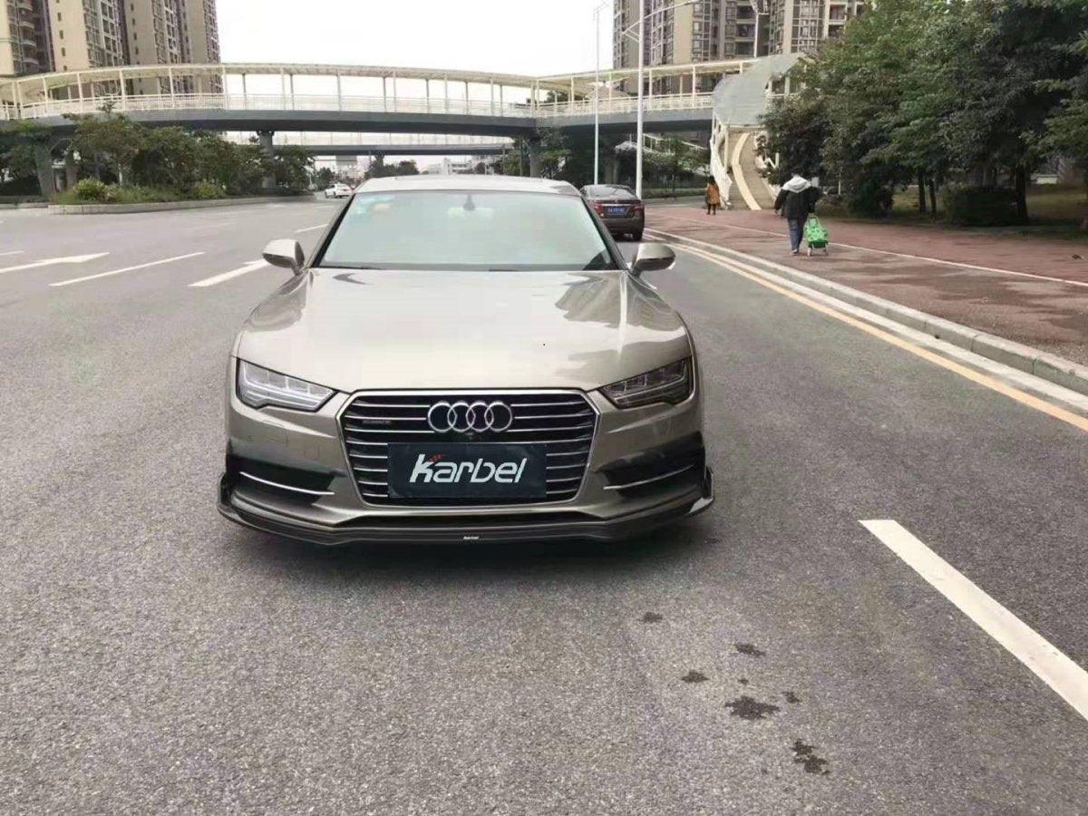 Audi S7 A7 S-line (with s-line bumper, does not base model) C7.5 2016-2018 with Aftermarket Parts - Front Lip Pre-preg Carbon Fiber from Karbel Carbon