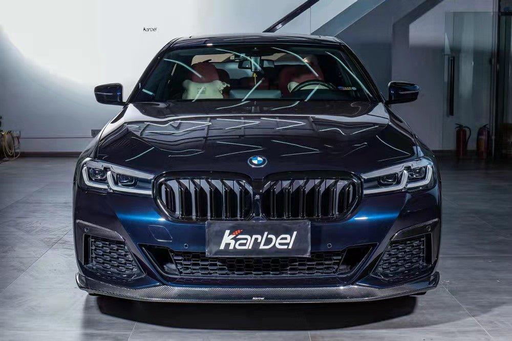 BMW 5 Series M550 540 530 (with M-package bumper, does not fit base model) G30 LCI 2021 2022 2023 2024 with Aftermarket Parts - Front Lip Pre-preg Carbon Fiber from Karbel Carbon