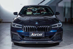 BMW 5 Series M550 540 530 (with M-package bumper, does not fit base model) G30 LCI 2021 2022 2023 2024 with Aftermarket Parts - Front Lip Pre-preg Carbon Fiber from Karbel Carbon