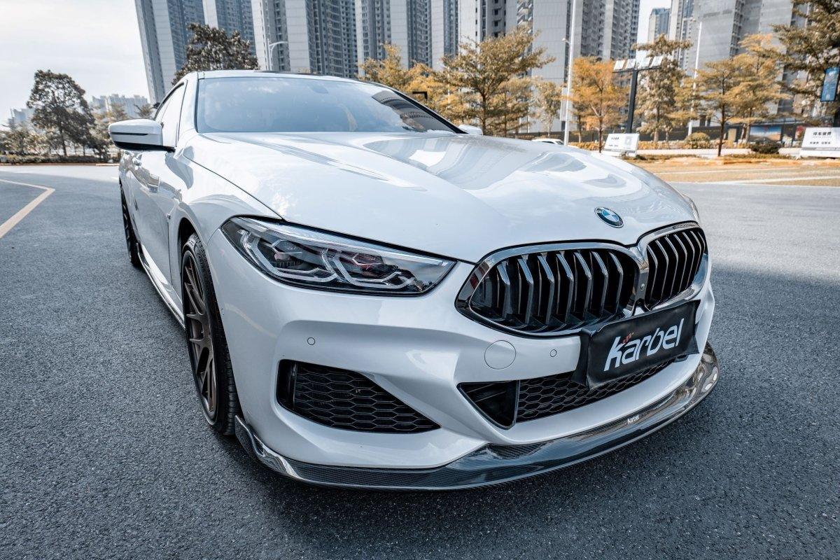BMW 8 Series M850 840 (With M-Package Bumper) G14 G15 G16 2018 2019 2020 2021 2022 2023 2024 with Aftermarket Parts - Front Lip Pre-preg Carbon Fiber from Karbel Carbon