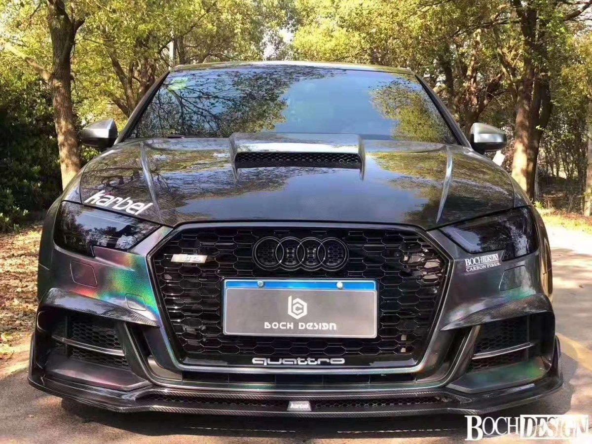 Audi S3 A3 8V & 8V.5 2017 2018 2019 2020 with Aftermarket Parts -  Front Lip Pre-preg Carbon Fiber from Karbel Carbon
