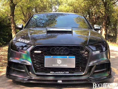 Audi S3 A3 8V & 8V.5 2017 2018 2019 2020 with Aftermarket Parts -  Front Lip Pre-preg Carbon Fiber from Karbel Carbon
