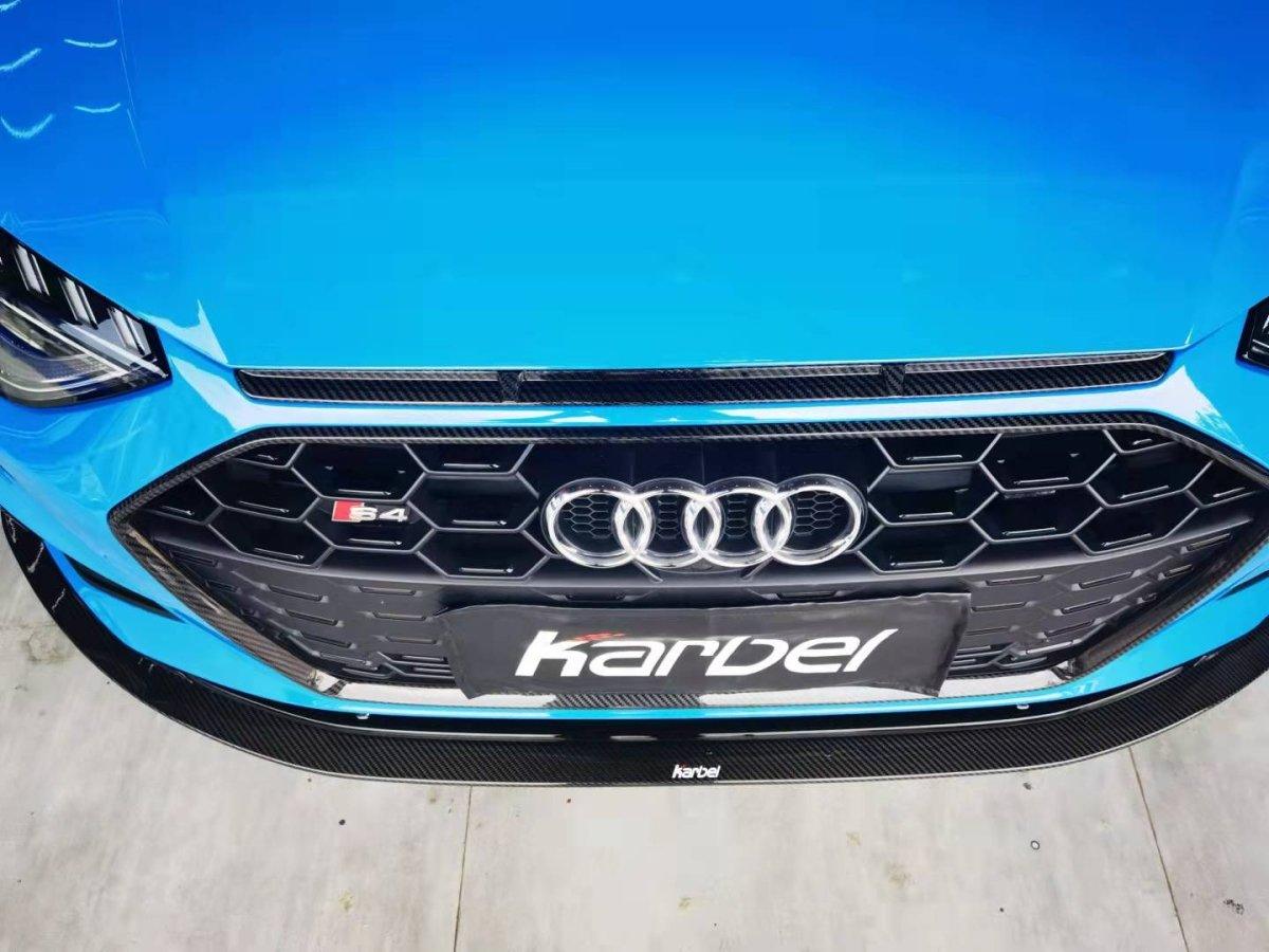 Audi S4 A4 S-line (with s-line bumper, does not fit base model) B9.5 2020 2021 2022 2023 2024 with Aftermarket Parts - Front Lip Pre-preg Carbon Fiber from Karbel Carbon