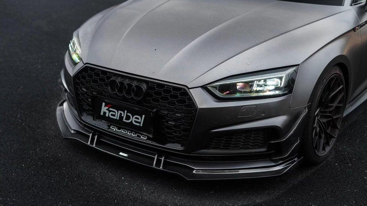 Audi S5 A5 (with s-line bumper, does not base model) B9 2017-2019 with Aftermarket Parts - V1 Front Lip Pre-preg Carbon Fiber from Karbel Carbon