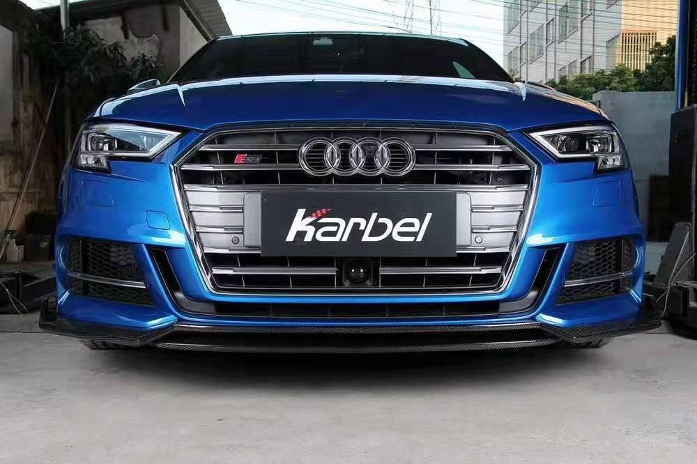 Audi S3 A3 S-line (with s-line bumper) 8V.5 2017-2020 with Aftermarket Parts - Front Lip Pre-preg Carbon Fiber from Karbel Carbon