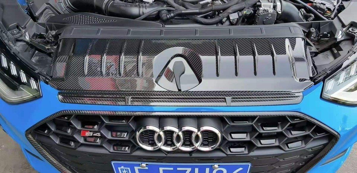 Audi S4 A4 S-line (with s-line bumper, does not fit base model) B9.5 2020 2021 2022 2023 2024 with Aftermarket Parts - Radiator Cooling Plate Pre-preg Carbon Fiber from Karbel Carbon
