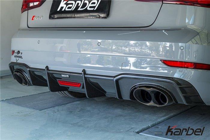 Audi RS3 8V.5 2018 2019 2020 with Aftermarket Parts -  Rear Diffuser Pre-preg Carbon Fiber from Karbel Carbon