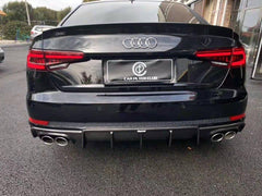 Audi S4 A4 (with S-line bumper, does not fit base model) B9 2017 2018 2019 with Aftermarket Parts - V1 (With LED Light) & V2 (Without LED Light) Style Rear Diffuser Pre-preg Carbon Fiber from Karbel Carbon