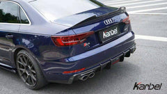 Audi S4 A4 (with S-line bumper, does not fit base model) B9 2017 2018 2019 with Aftermarket Parts - V1 (With LED Light) & V2 (Without LED Light) Style Rear Diffuser Pre-preg Carbon Fiber from Karbel Carbon