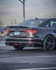 Audi S4 A4 (with S-line bumper, does not fit base model) B9 2017 2018 2019 with Aftermarket Parts - V1 (With LED Light) & V2 (Without LED Light) Style Rear Diffuser Pre-preg Carbon Fiber from Karbel Carbon