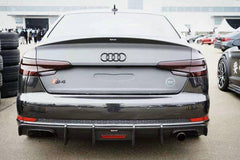 Audi S4 A4 (with S-line bumper, does not fit base model) B9 2017 2018 2019 with Aftermarket Parts - V1 (With LED Light) & V2 (Without LED Light) Style Rear Diffuser Pre-preg Carbon Fiber from Karbel Carbon
