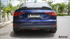 Audi S4 A4 (with S-line bumper, does not fit base model) B9 2017 2018 2019 with Aftermarket Parts - V1 (With LED Light) & V2 (Without LED Light) Style Rear Diffuser Pre-preg Carbon Fiber from Karbel Carbon