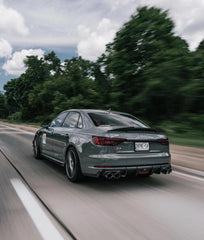 Audi S4 A4 (with S-line bumper, does not fit base model) B9 2017 2018 2019 with Aftermarket Parts - V1 (With LED Light) & V2 (Without LED Light) Style Rear Diffuser Pre-preg Carbon Fiber from Karbel Carbon