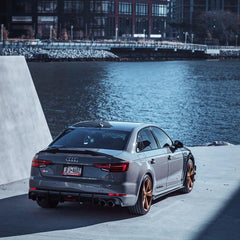 Audi S4 A4 (with S-line bumper, does not fit base model) B9 2017 2018 2019 with Aftermarket Parts - V1 (With LED Light) & V2 (Without LED Light) Style Rear Diffuser Pre-preg Carbon Fiber from Karbel Carbon