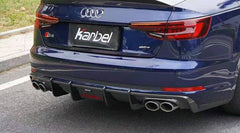 Audi S4 A4 (with S-line bumper, does not fit base model) B9 2017 2018 2019 with Aftermarket Parts - V1 (With LED Light) & V2 (Without LED Light) Style Rear Diffuser Pre-preg Carbon Fiber from Karbel Carbon