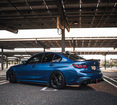 BMW 3 Series 330i (with M-package bumper, does not fit base model) M340i G20 G21 Pre-LCI 2019-2022 with Aftermarket Parts - Rear Diffuser & Canards Pre-preg Carbon Fiber from Karbel Carbon