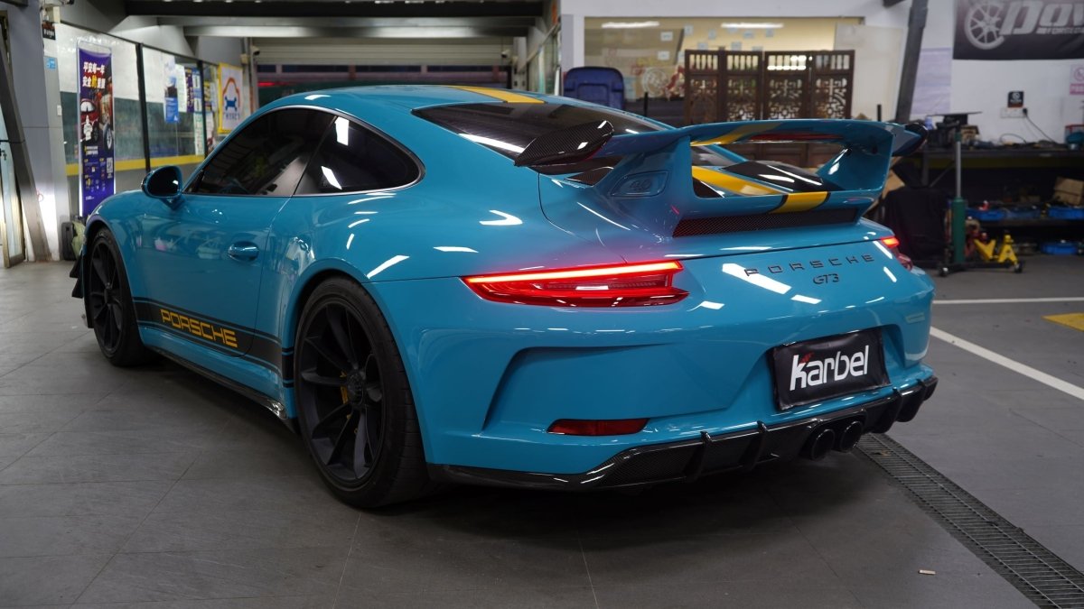 Porsche 911 991.2 GT3 2018 2019 with Aftermarket Parts - Rear Diffuser Pre-preg Carbon Fiber from Karbel Carbon