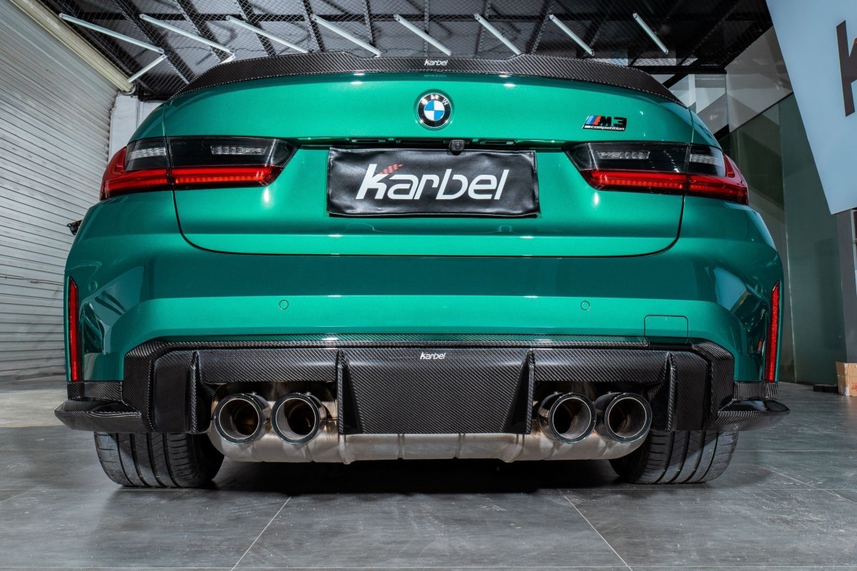 Karbel Carbon Dry Carbon Fiber Rear Diffuser & Side Extension For BMW M3 G80 2021-ON - Performance SpeedShop