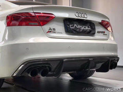 Audi S5 A5 S-line (with s-line bumper, does not base model) B8.5 2012-2016 with Aftermarket Parts - V1 Style Rear Diffuser Pre-preg Carbon Fiber from Karbel Carbon