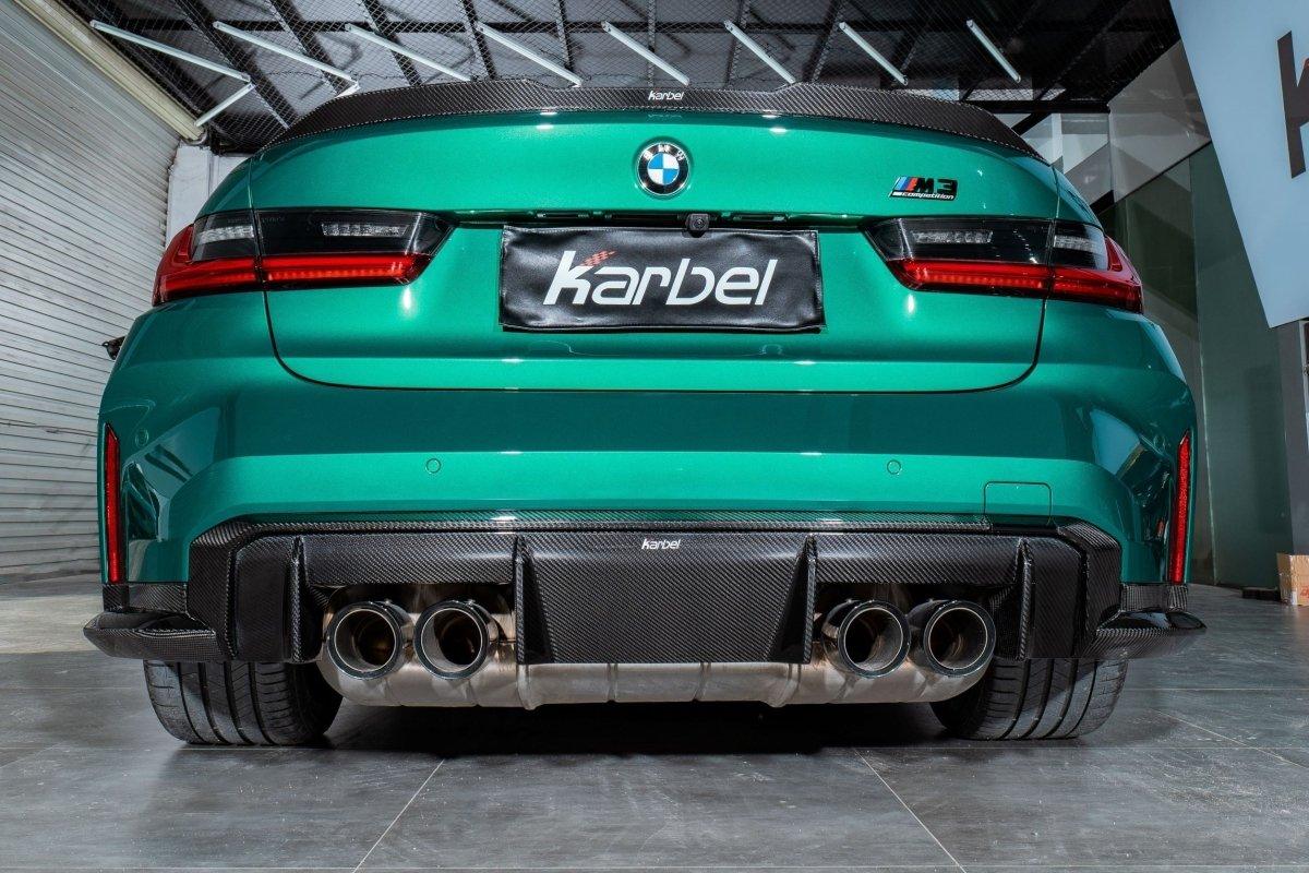 BMW M3 G80 2021-ON & 3 Series 330i M340i G20 (Fits Both Pre-LCI & LCI) 2019-ON with Aftermarket Parts - V2 Style Rear Spoiler Carbon Fiber from Karbel Carbon
