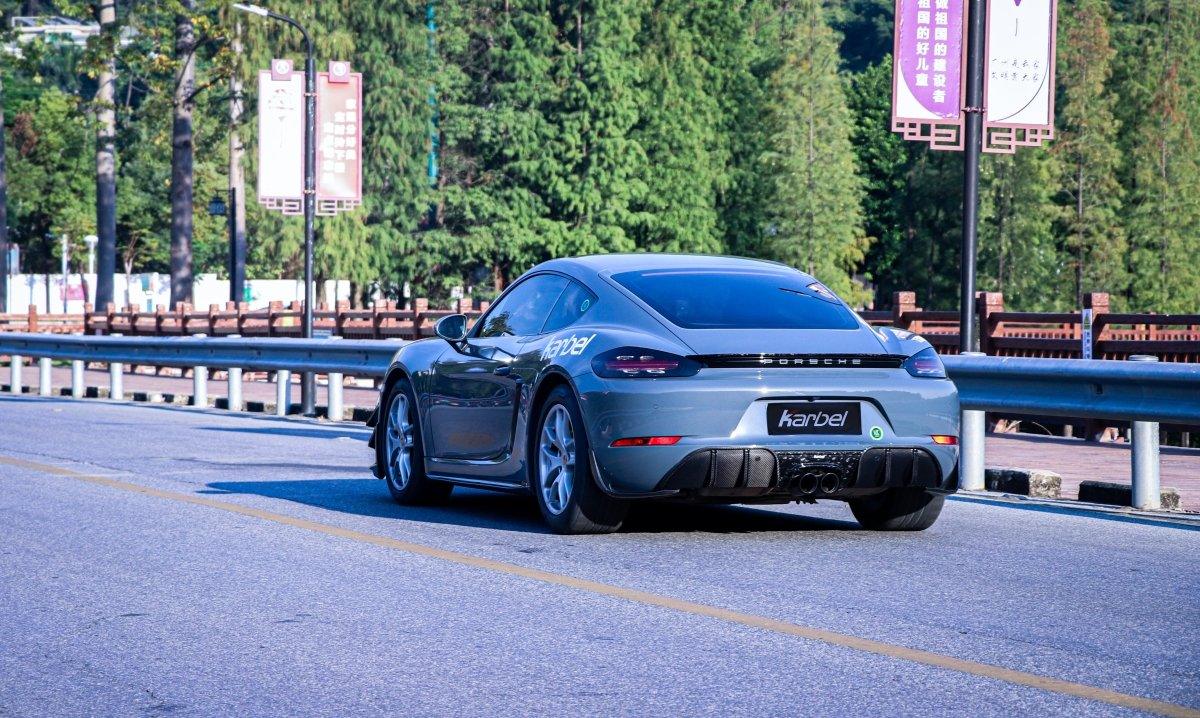 Porsche 718 Cayman / GTS 2017-ON with Aftermarket Parts - Rear Spoiler Pre-preg Carbon Fiber from Karbel Carbon