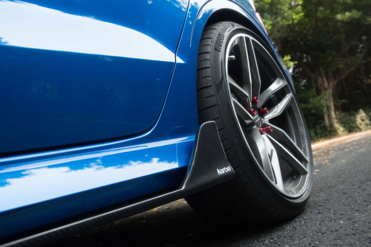 Audi RS3 S3 A3 8V.5 2017 2018 2019 2020 with Aftermarket Parts - Side Skirts Pre-preg Carbon Fiber from Karbel Carbon