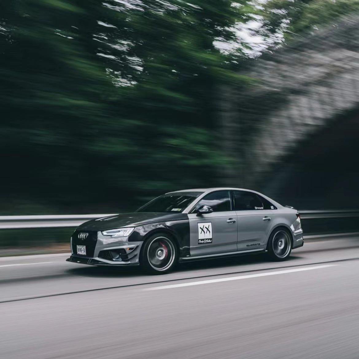 Audi S4 A4 B9 / B9.5 2017-ON with Aftermarket Parts - Side Skirts & Upper Side Skirt Trim Pre-preg Carbon Fiber from Karbel Carbon