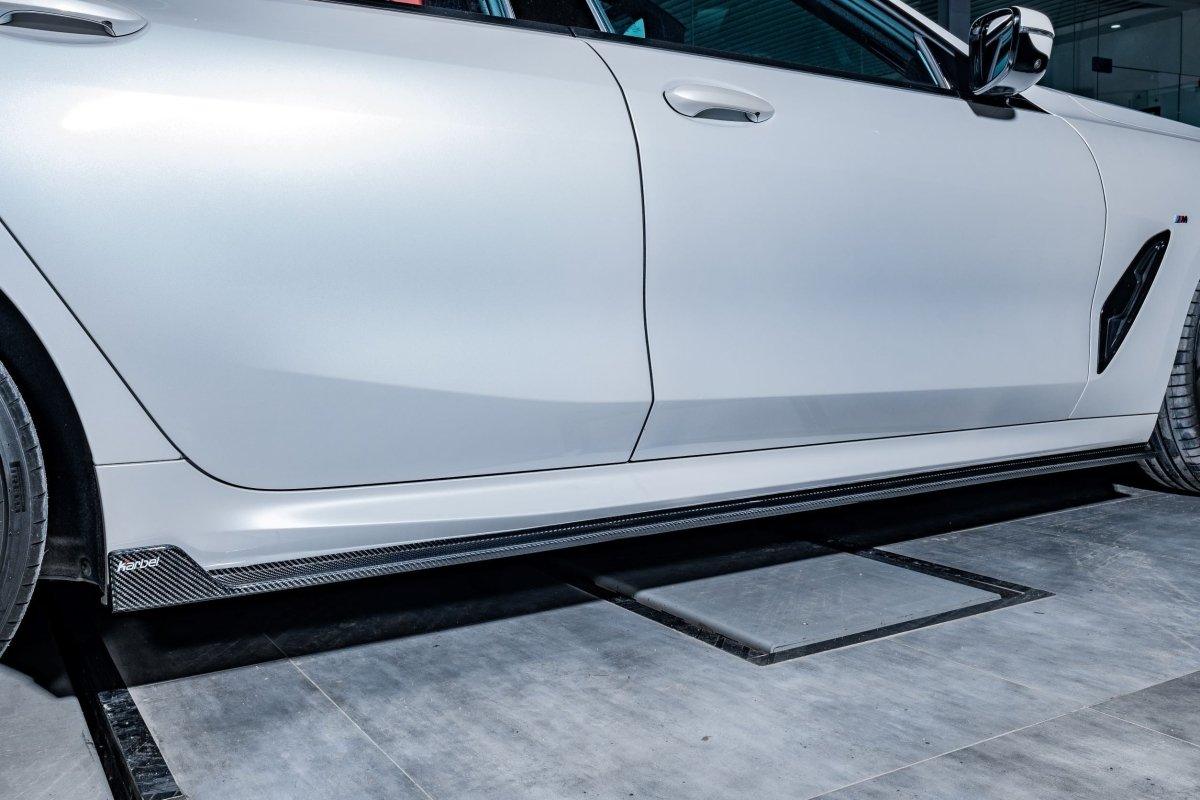 BMW 8 Series M850 840 G16 2018-ON with Aftermarket Parts - Side Skirts Pre-preg Carbon Fiber from Karbel Carbon