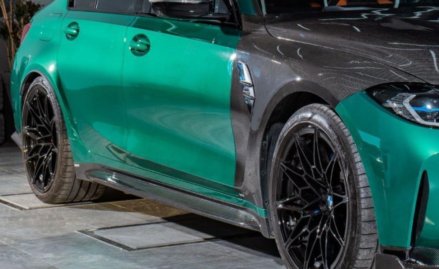 BMW M3 G80 G81 2021-ON with Aftermarket Parts - Side Skirts Pre-preg Carbon Fiber from Karbel Carbon