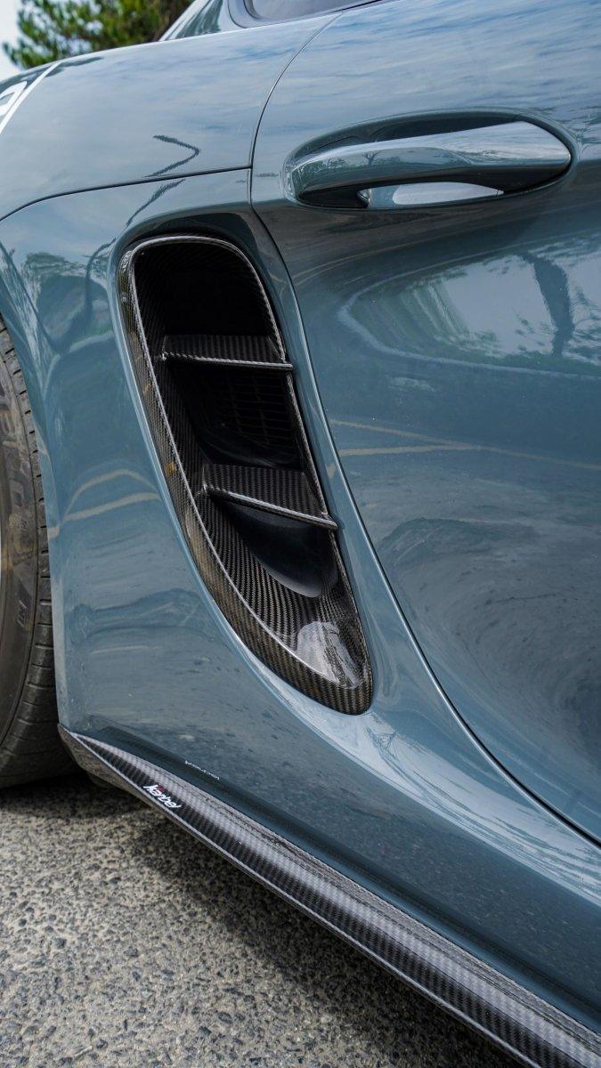 Porsche 718 Cayman / Boxster / GTS 2017-ON with Aftermarket Parts - Side Vents Pre-preg Carbon Fiber from Karbel Carbon