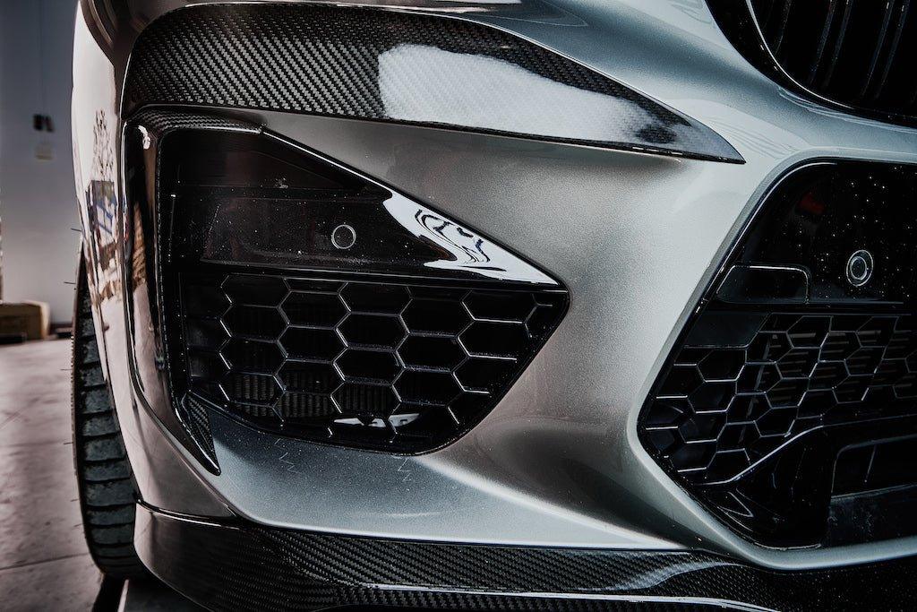 BMW X3M X3MC F97 Pre-LCI 2019 2020 2021 & X4M X4MC F98 Pre-LCI 2019 2020 2021 with Aftermarket Parts - Upper Valences Top & Side Trim Pre-preg Carbon Fiber from Karbel Carbon