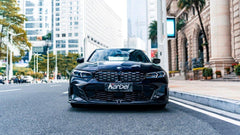 BMW 3 Series 330i (with M-package bumper, does not fit base model) M340i G20 G21 LCI 2023-ON with Aftermarket Parts - Front Lip Pre-preg Carbon Fiber from Karbel Carbon