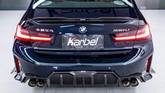 BMW 3 Series 330i (with M-package bumper, does not fit base model) M340i G20 G21 LCI 2023-ON with Aftermarket Parts - Rear Diffuser & Canards Pre-preg Carbon Fiber from Karbel Carbon