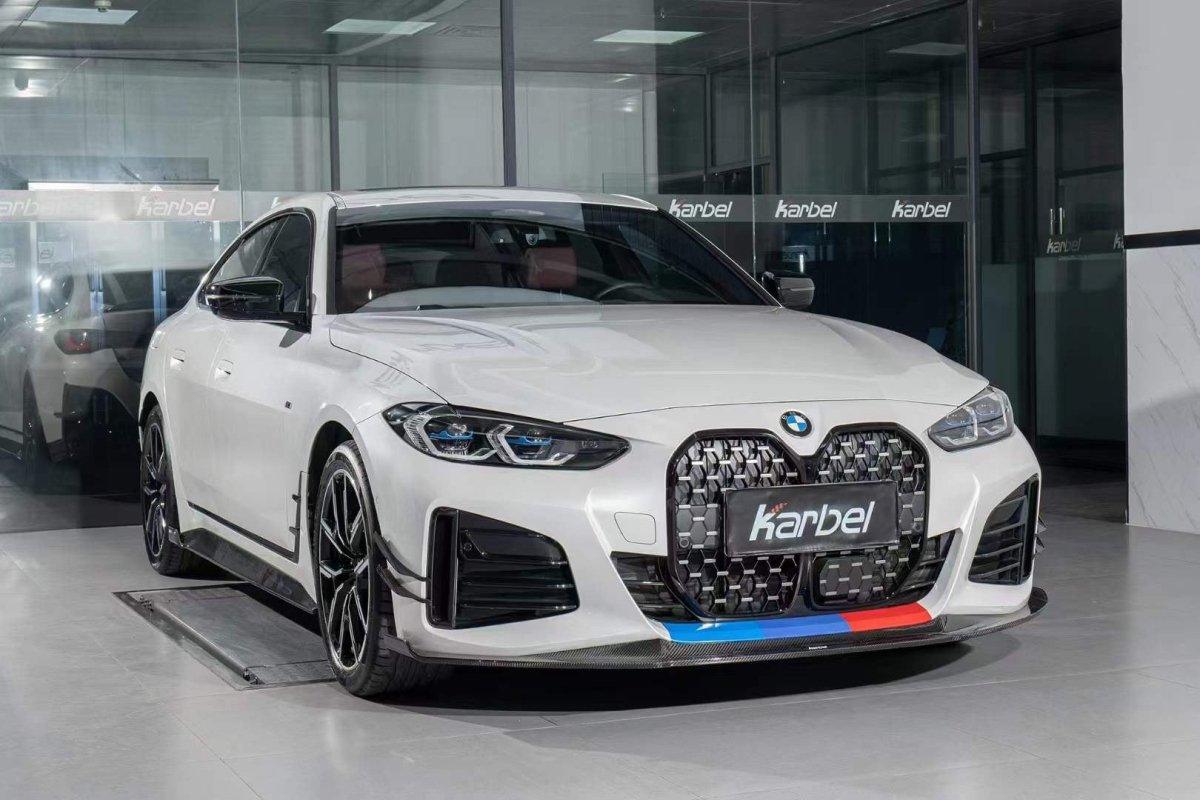 BMW I4 M50 / e Drive 40 (with M-package bumper, does not fit base model) G26 2022-ON & 4 Series Gran Coupe M440i 430i (with M-package bumper, does not fit base model) G26 2022-ON with Aftermarket Parts - Side Skirts Pre-preg Carbon Fiber from Karbel Carbon