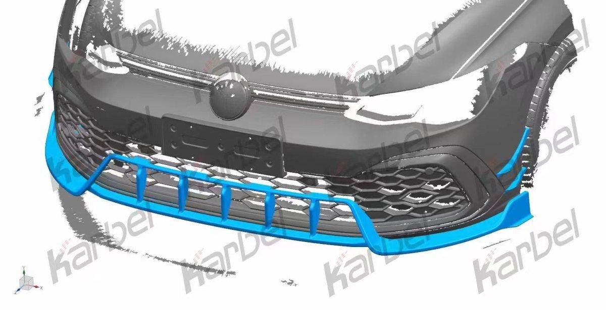 Volkswagen GTI MK8 2022-ON with Aftermarket Parts - Front Lip Pre-preg Carbon Fiber from Karbel Carbon